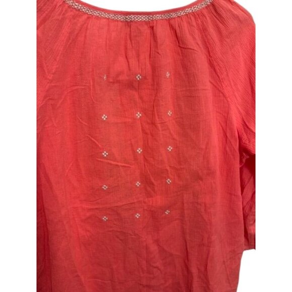 EUC J. Jill Coral XL Embroidered Button Front Top XL Missy 3/4-Sleeve - Picture 8 of 10